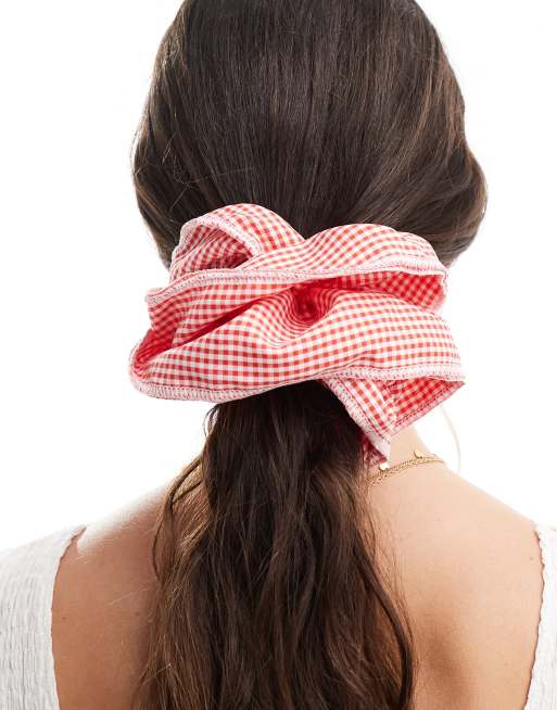 Pieces - Chouchou XL motif vichy - Rouge, 2 de 3