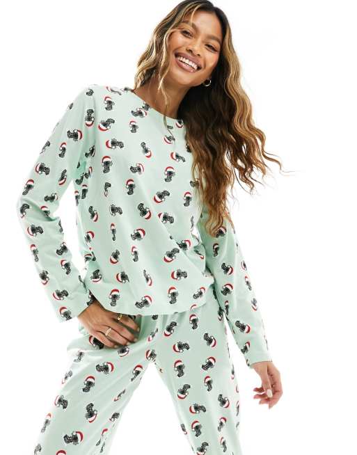 Pieces Christmas long sleeve pyjama set in mint koala print