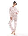 [Pieces] Pieces Christmas long sleeve pyjama set in pink bow print XS Bows