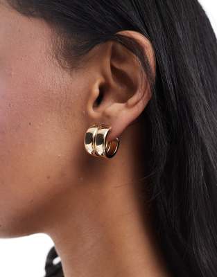 chunky double hoop earrings in gold