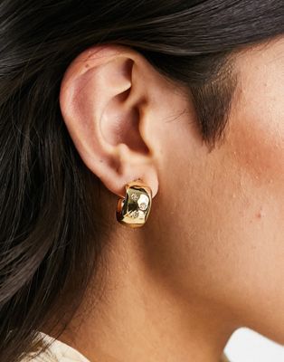 Pieces chunky earrings with gems in gold