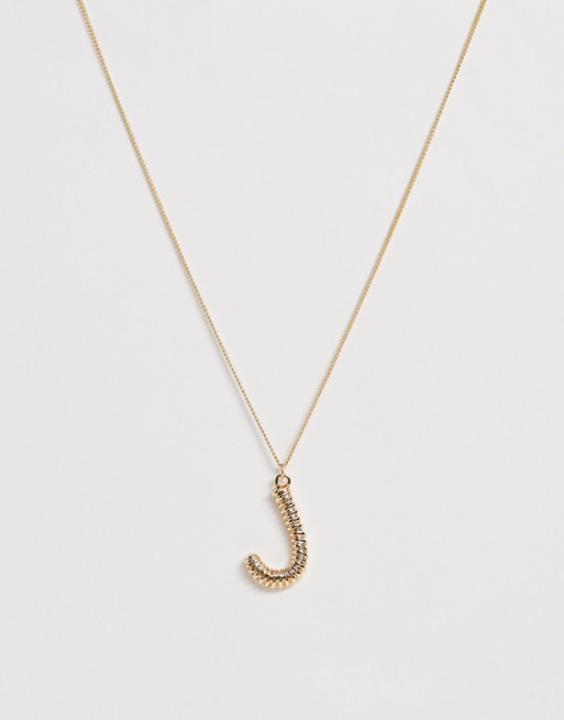 Pieces chunky gold 'J' initial necklace