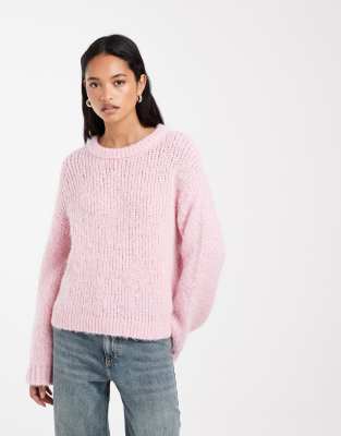 Pieces Chunky Knit Sweater In Pink
