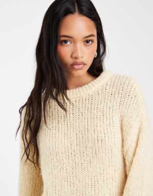 Pieces Chunky Knit Sweater In Yellow