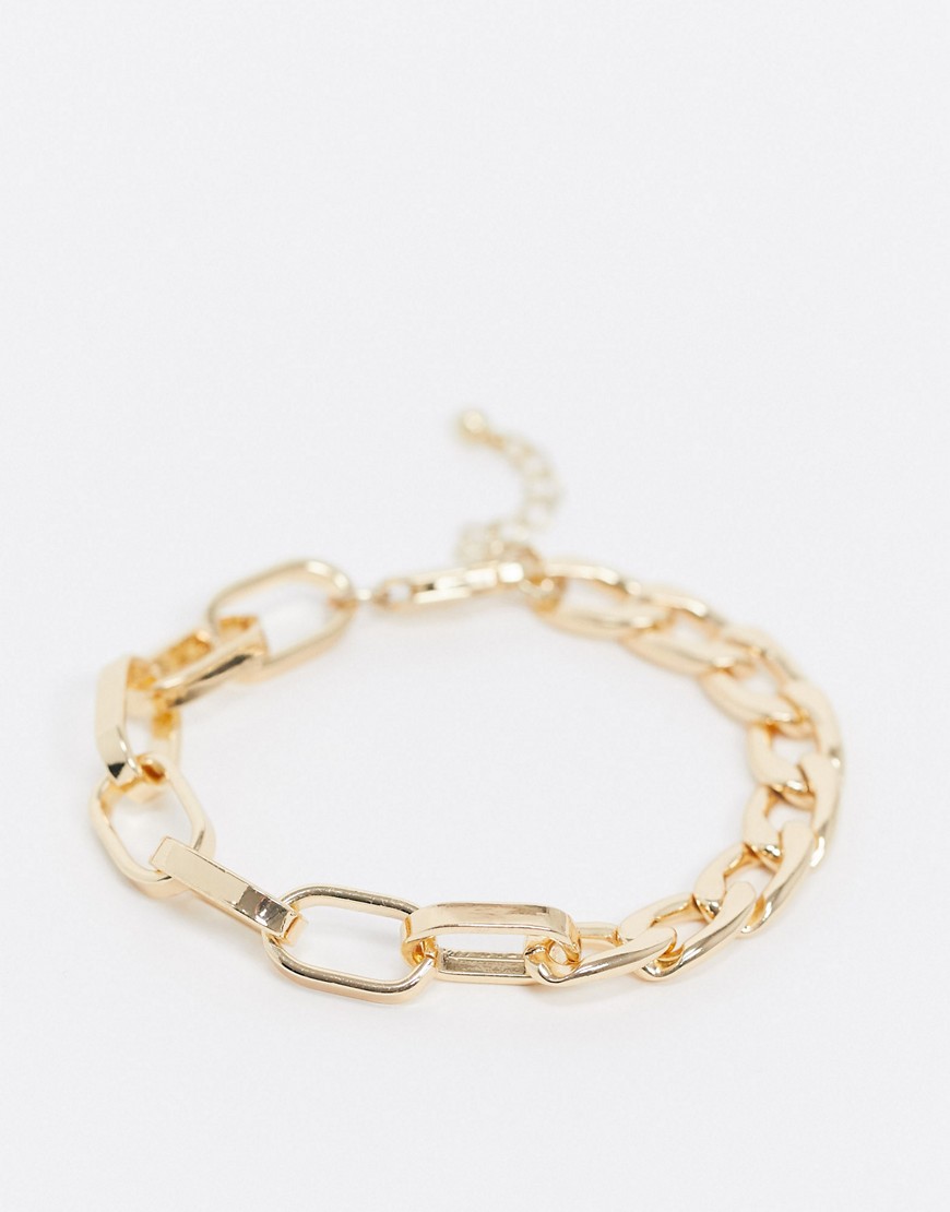 Pieces chunky mixed chain bracelet in gold