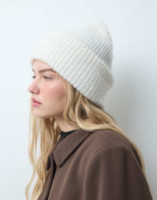 Pieces chunky ribbed beanie in white, 3 of 3