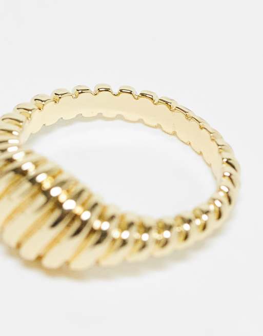 PIECES - Chunky ring med tekstur og 18 karat guldbelægning, 3 af 4