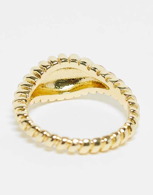 PIECES - Chunky ring med tekstur og 18 karat guldbelægning, 4 af 4
