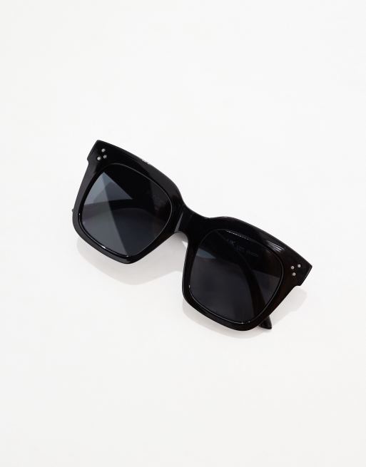 Pieces chunky square frame sunglasses in black, 3 of 4