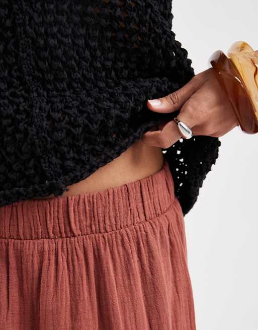Pieces – Ciemnobrązowa warstwowa spódnica maxi w stylu boho, 5 z 5
