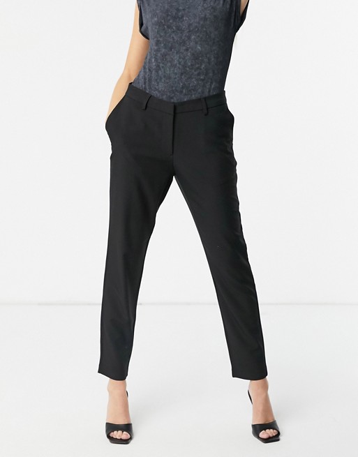 Pieces tailored cigarette trousers in black