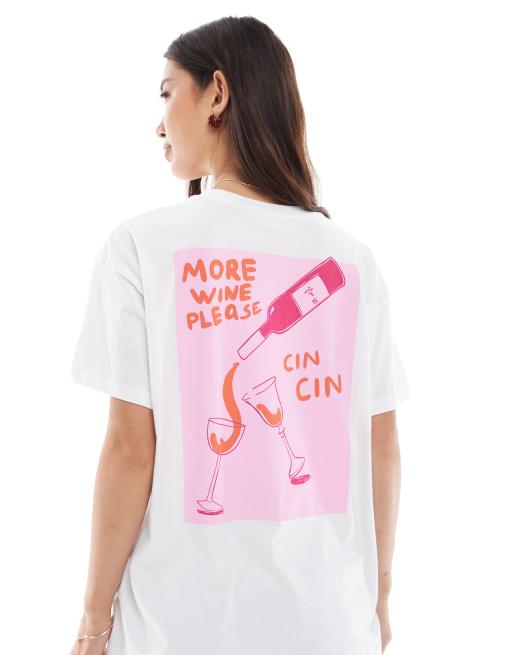 PIECES cin cin oversized graphic T-shirt in white | ASOS