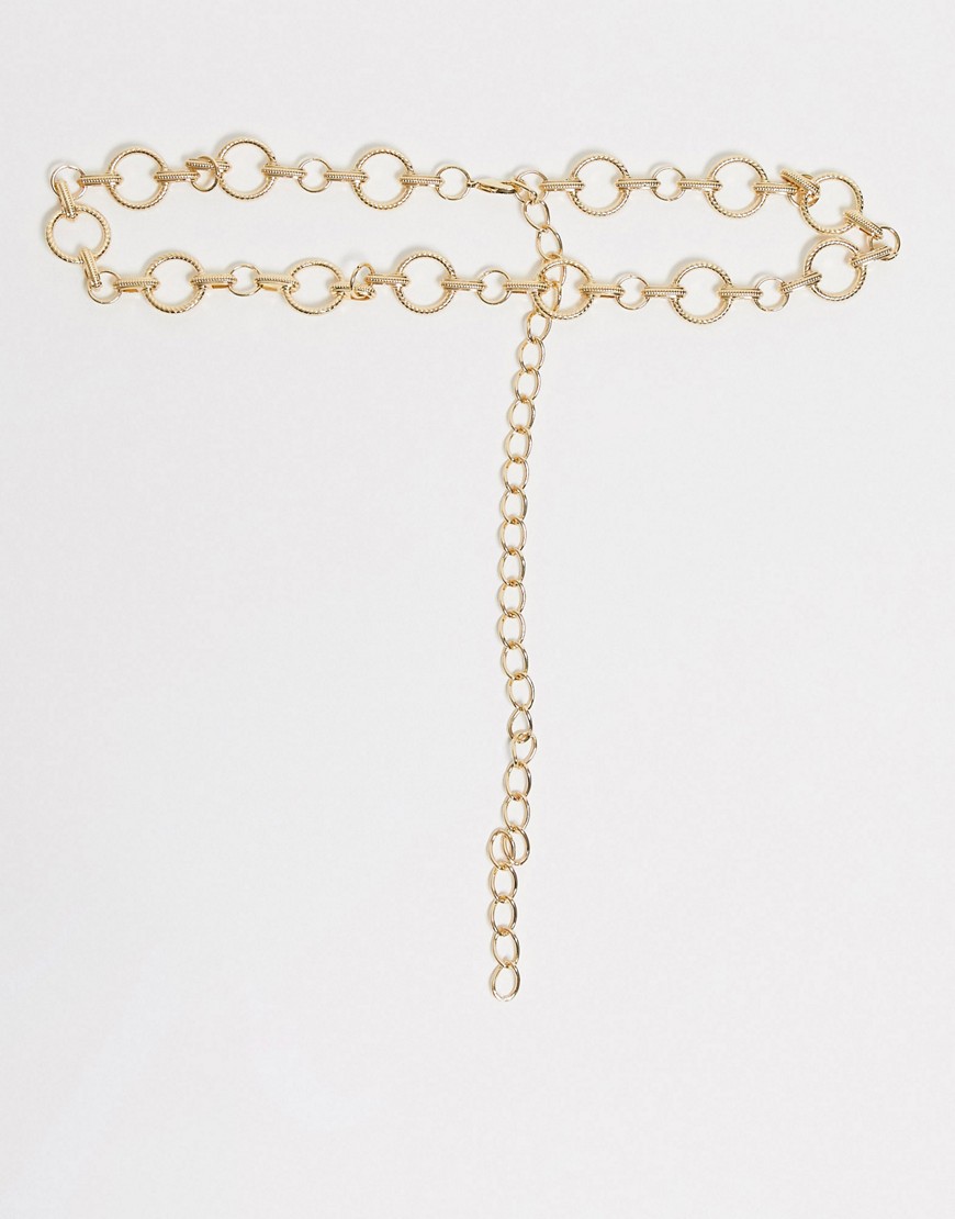 Pieces - Cintura con catena a maglie circolari oro