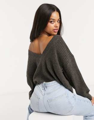low cut back sweater