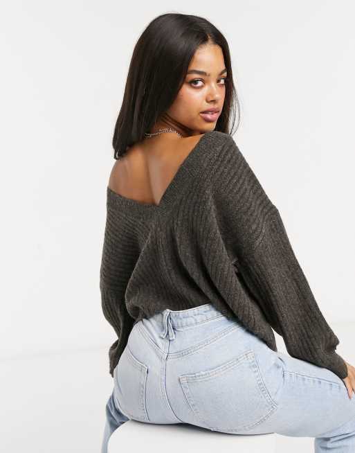 Low cut hot sale back sweater