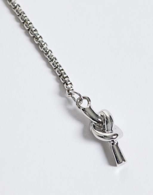 Pieces collana lunga con maglia a cavo color argento, 4 di 4
