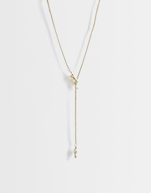 Pieces collana lunga con maglia a cavo color oro