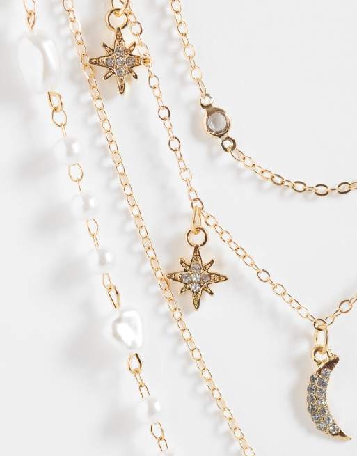 Pieces - Collier chaîne multi-rangs - Doré, 3 de 4