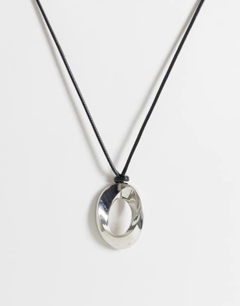 Pieces - Collier en cordon avec pendentif - Argenté - view 1