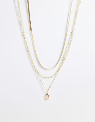 Pieces - Collier superposé - Doré