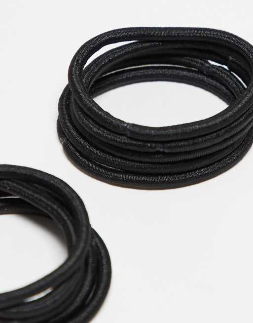 Pieces - Confezione da 10 elastici per capelli neri, 2 di 4
