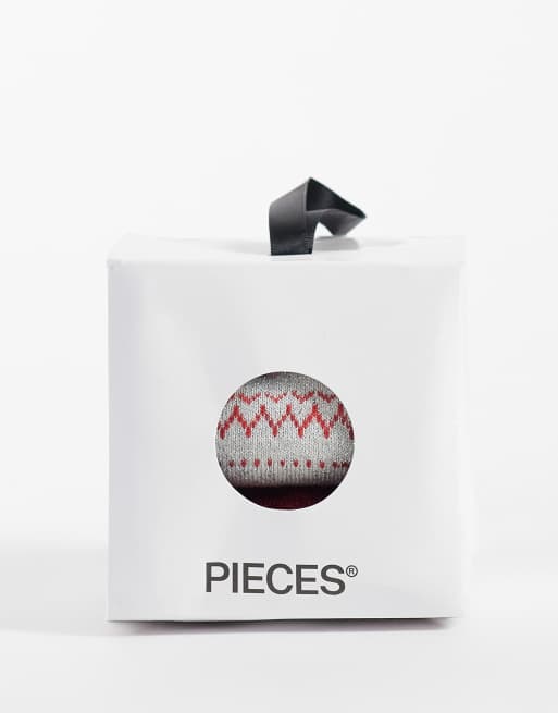 Pieces confezione da 2 paia di calzini con fiocco rosa e rosso, 3 di 3