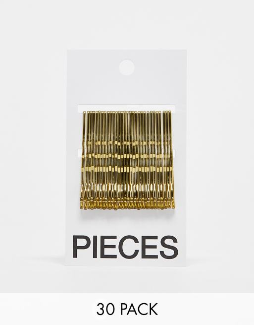 Pieces - Confezione da 30 forcine per capelli color oro