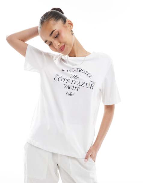 Pieces cote d'azur graphic tee in white - view 1