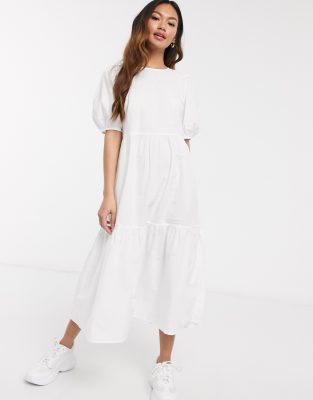 midi cotton dress with sleeves