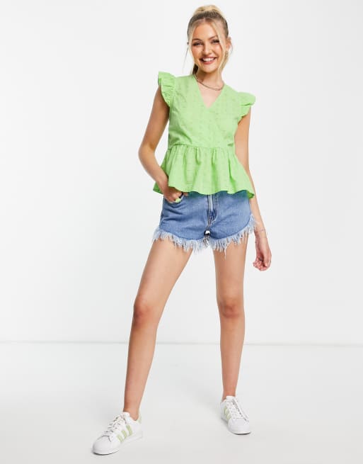 Lime green store peplum top