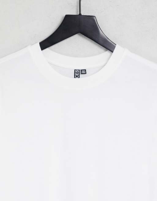 Pieces cotton t-shirt in white, 4 of 4