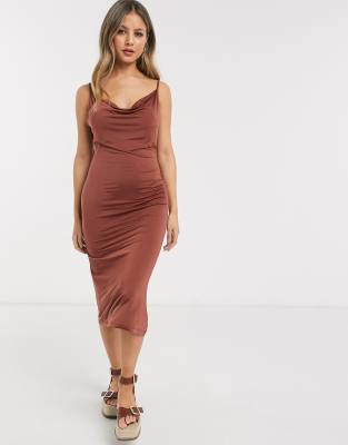 midi cowl neck slip dress