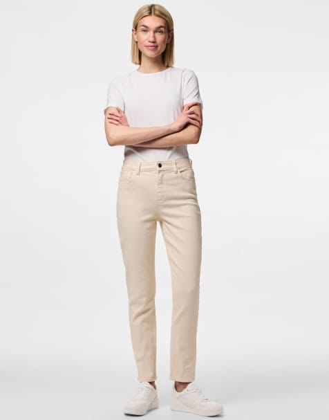 Pieces - Cremefarvede mom-jeans - view 1