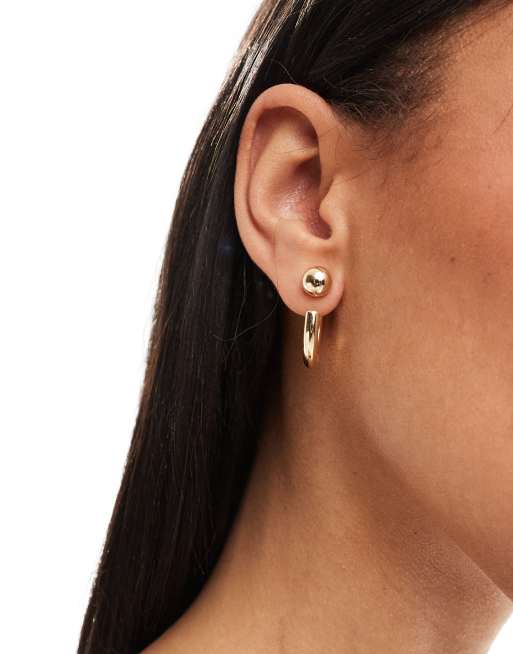 Pieces – Creoler med 18K guldplätering och rundad klotdesign, 2 av 4
