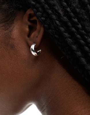 Pieces - Créoles basiques plaquées argent massif-Argenté