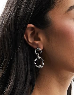 Pieces wavy double hoop earrings in silver - ASOS Price Checker