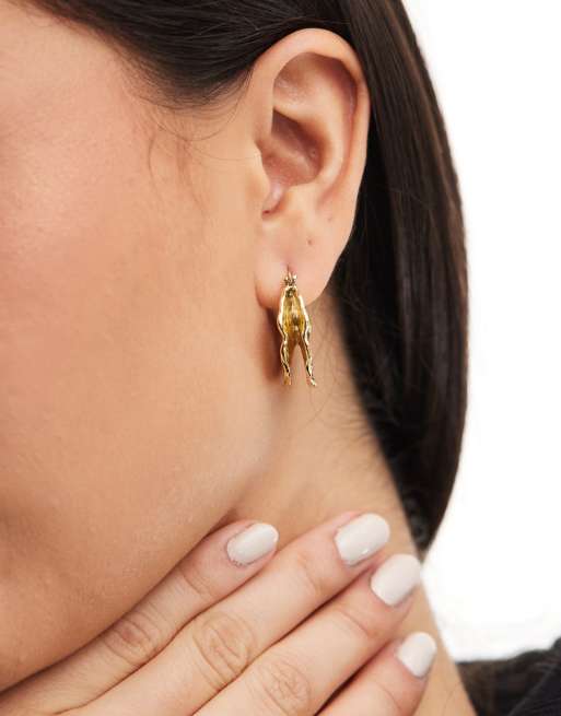Pieces - Créoles effet fondu en plaqué or 18 carats avec boîte cadeau - Doré, 2 de 4