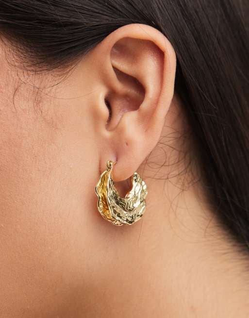 Pieces - Créoles effet fondu en plaqué or 18 carats avec boîte cadeau - Doré, 4 de 4