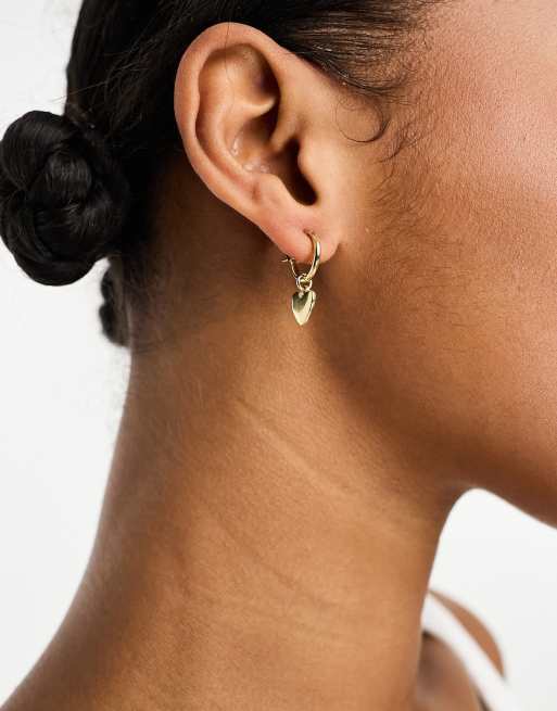 Pieces - Créoles en plaqué or 18 carats avec pendentif cœur - Doré, 2 de 4