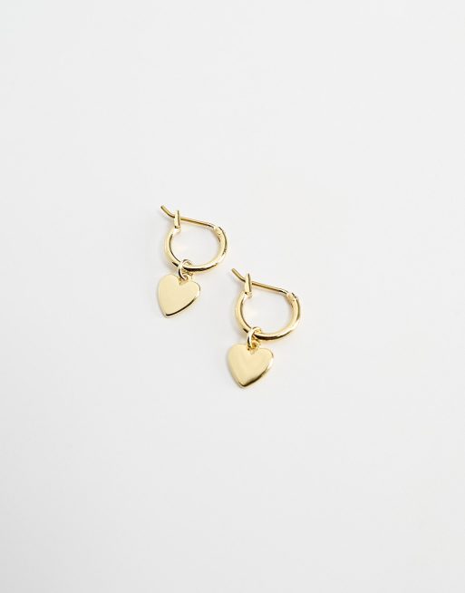 Pieces - Créoles en plaqué or 18 carats avec pendentif cœur - Doré, 4 de 4