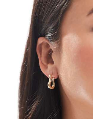 Pieces - Créoles ondulées effet fondu - Doré