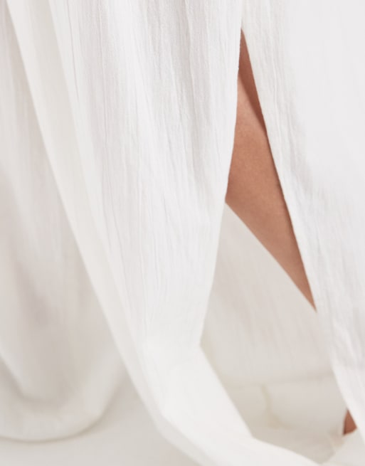 Pieces crinkle cotton balloon pants in white, 4 of 5