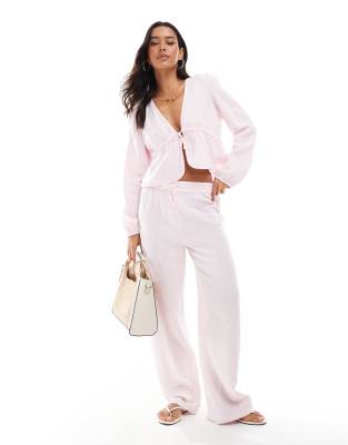 Pieces Crinkle Cotton Wide Leg Pants