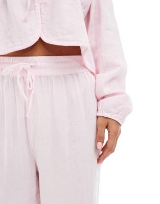 Pieces Crinkle Cotton Wide Leg Pants
