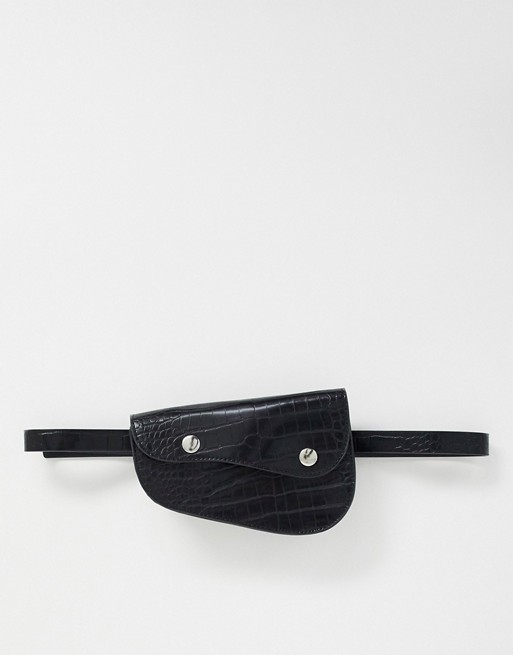 Pieces croc belt bag in black
