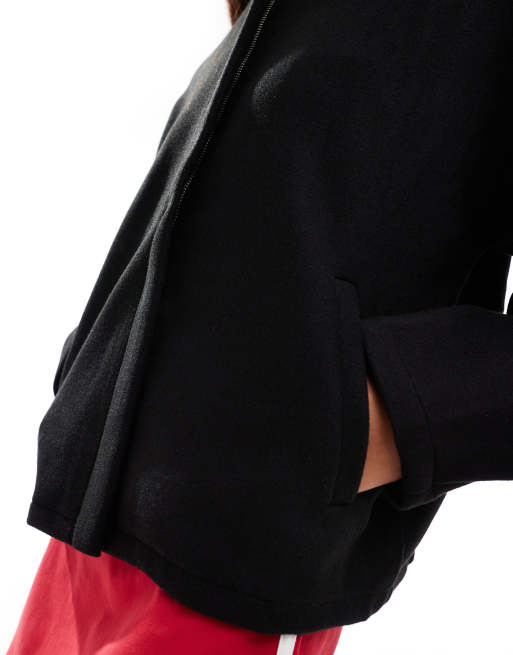 Pieces cropped bomber jacket in black, 4 of 4