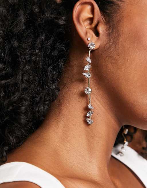 Pieces crystal drop earrings in gold