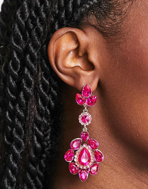 Hot pink hot sale chandelier earrings