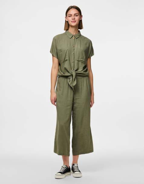 Pieces – Culottes in kräftigem Flechtengrün - view 1