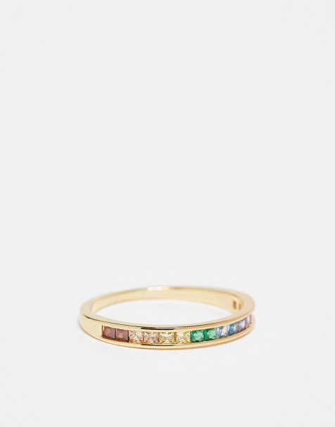Pieces Curve 18k plated rainbow stacking ring in gold - view 1